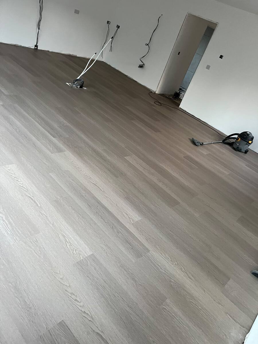 Grey oak engineered flooring installation