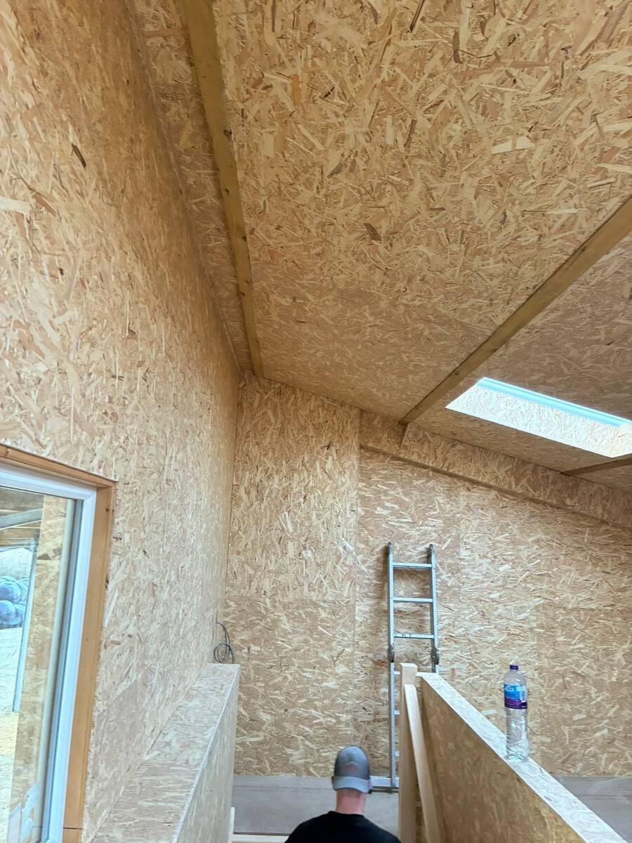 Barn extension staircase and interior